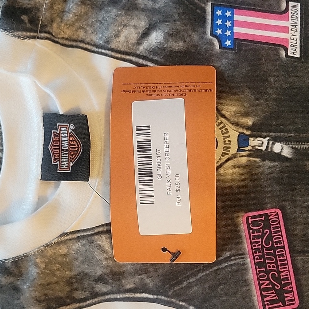 NWT Harley Davidson Faux Vest Onsie - Picture 3 of 5